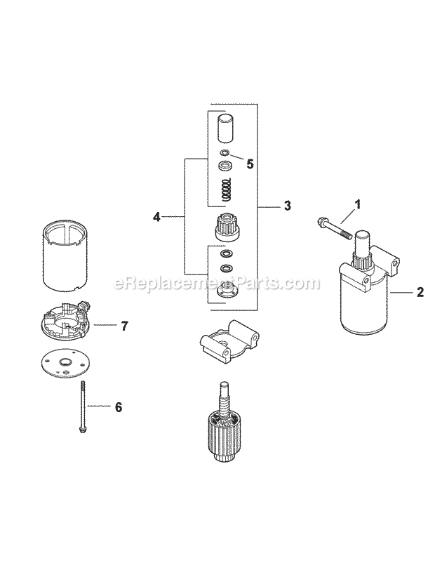 Engine Starter Motor Diagram and Parts List for FMZ50 17AF4BFP010, 17AF4BFP210, 17AF4BFP009, 17AF4B Cub Cadet Lawn Mower